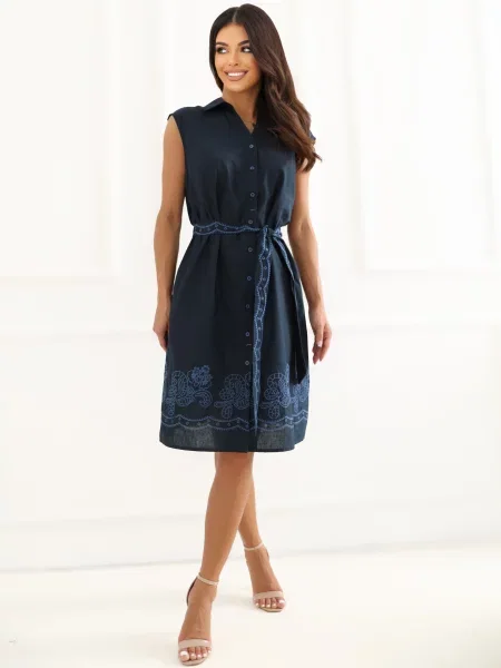 Rochie Italy Moda fără mâneci albastru