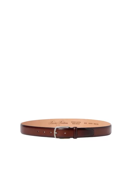 Pasek Brooks Brothers skórzany brązowy