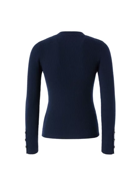 Sweter Pinko w paski z paskiem niebieski