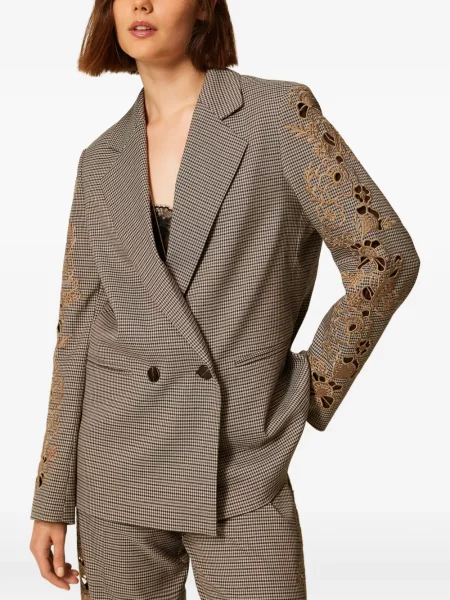 Sacou Twinset cu broderie cu model pepito maro