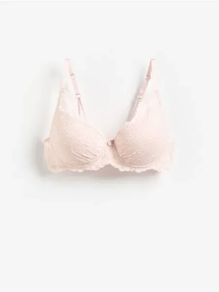 Reserved Sutien push-up cu dantelă roz-pastel roz