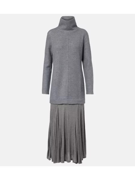 Maksi sukienka maxi Xu Zhi wełniana garniturowa szara
