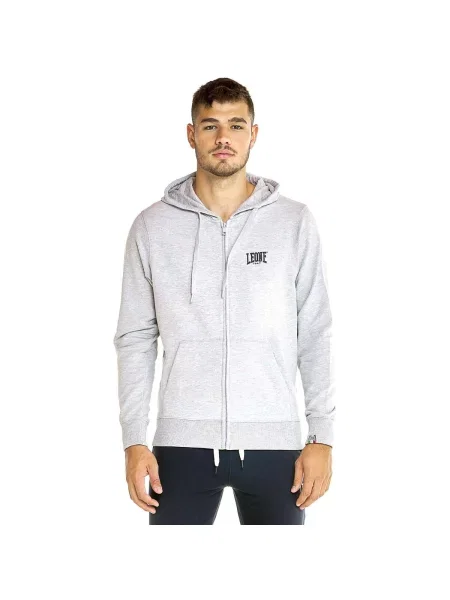 Mikina na zips Leone 1947 s autogramom sivá