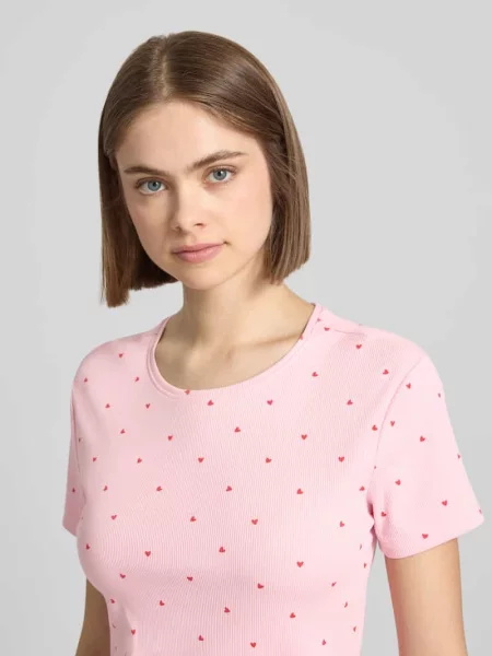 T-shirt o kroju regular fit z mieszanki bawełny model FENJA' Only różowa