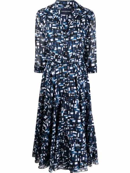 Sukienka koszulowa Samantha Sung garniturowa niebieska