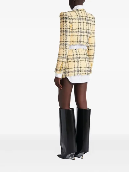 Geacă Balmain din tweed galben