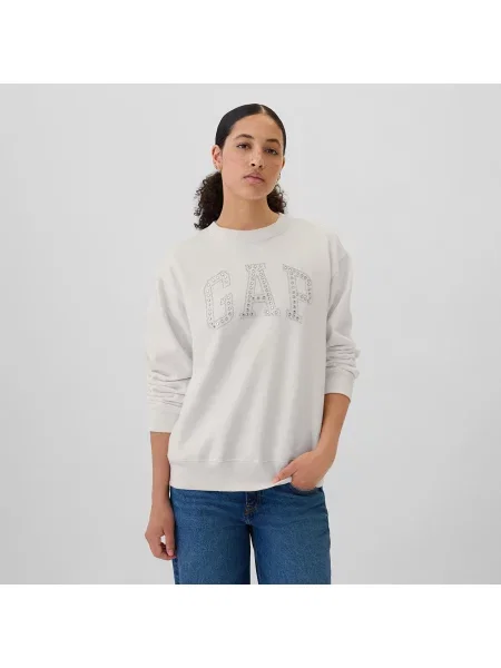 Суитшърт GAP Logo Crew White Rhinestone XS бяло