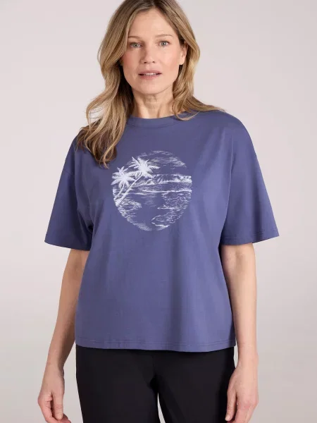 Plażowy luźny T-shirt Blue niebieska