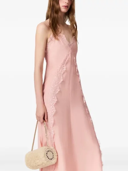 Rochie midi Stella Mccartney de mătase roz
