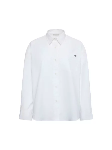 Decupat bluză Calvin Klein Jeans din poplin alb