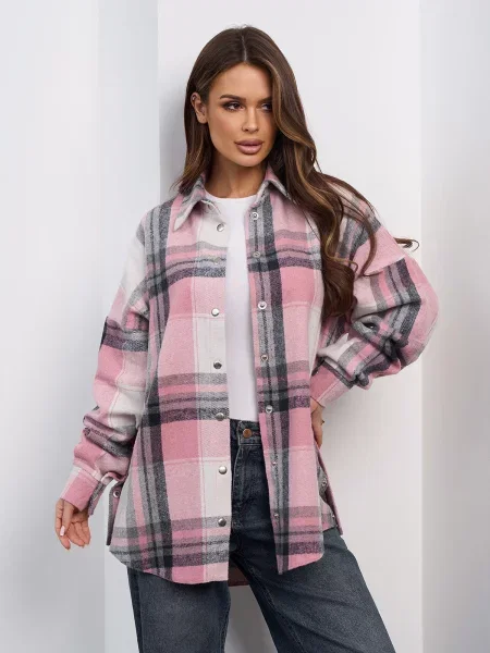 Вовняна Сорочка ISSA Plus рожевий/сірий сіра