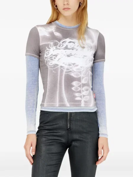 Top Diesel cu imagine din jerseu gri
