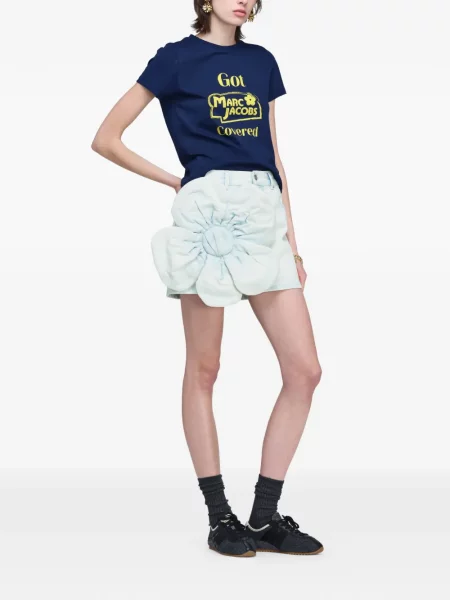 Fustă din denim Marc Jacobs cu aplicații albastru