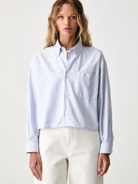 A.P.C. cămașă de damă din chemise sophia button down logo albastru