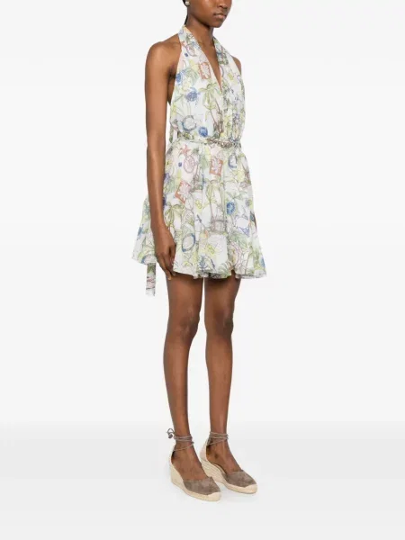 Rochie mini Maje cu imagine cu gât halter alb