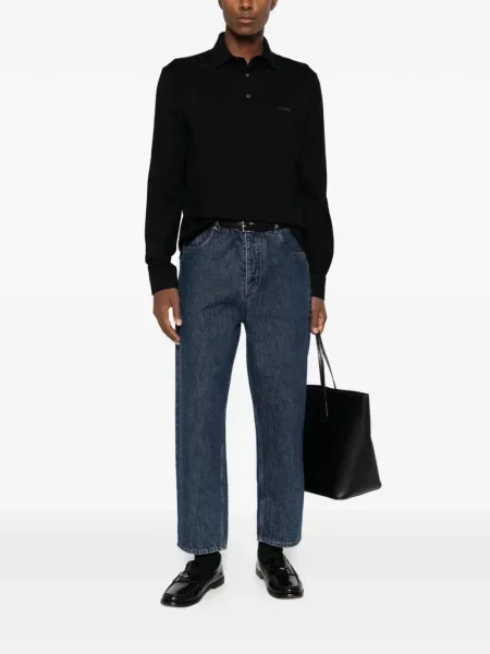 Lung tricou polo Zegna negru