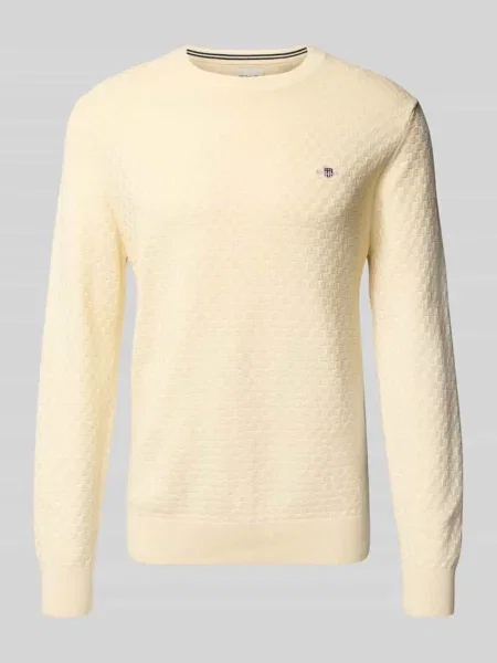 Regular Fit sweter dzianinowy z czystej bawełny Gant biały