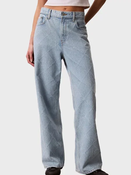 Джинси Calvin Klein Jeans з принтом блакитні