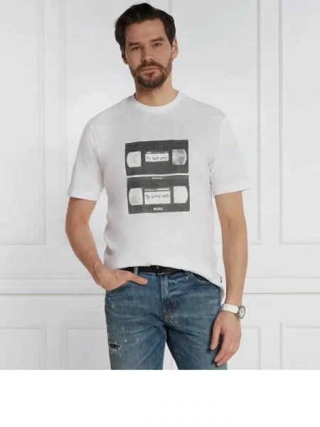 BOSS ORANGE Póló TeRetroLeo | Relaxed fit fehér