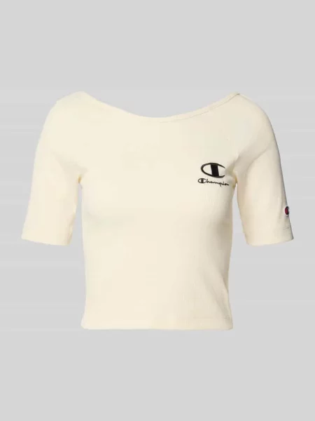 Bluzka krótka o kroju fitted fit z wyhaftowanym logo Champion