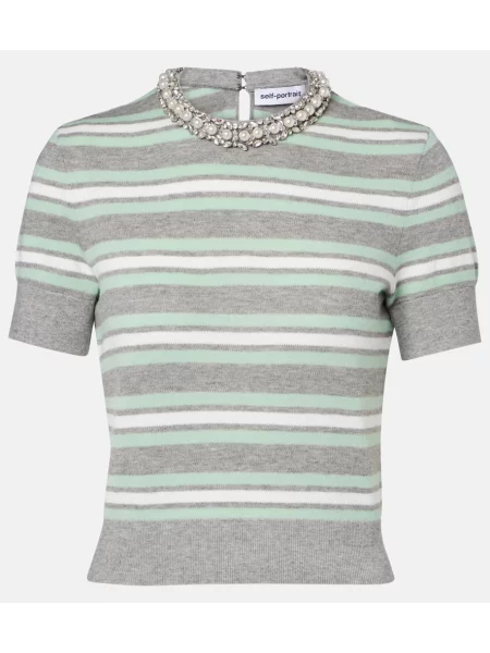 Pulover Self-portrait de lână cu dungi