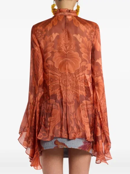 Cămașă Etro cu model floral cu imagine plisată roșu