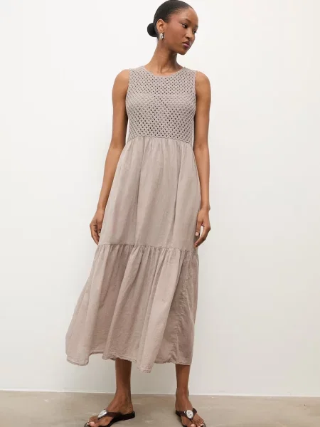 Answear.LAB sukienka babydoll beżowa