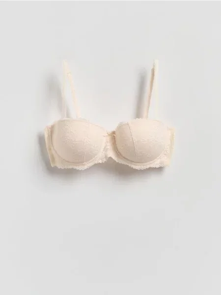 Reserved Sutien push-up cu dantelă crem