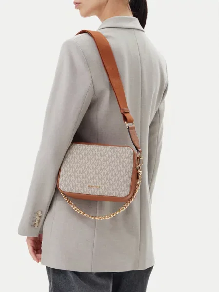MICHAEL Michael Kors Taška cez rameno tmavobéžová / koňaková / pastelovo žltá béžová