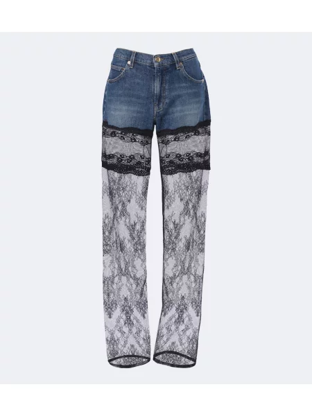 Blugi cu picior larg Blumarine din dantelă albastru