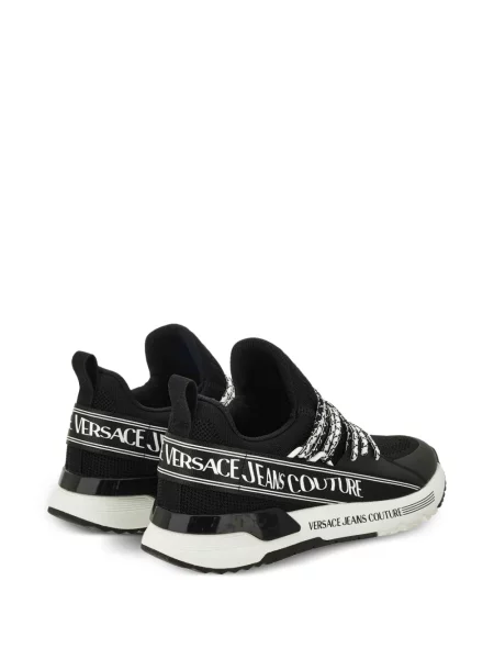 Sneakerși Versace Jeans Couture cu șireturi din dantelă cu autograf negru