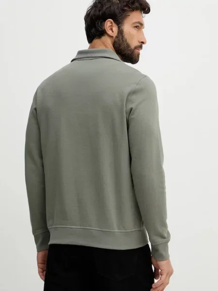 Bluza z kołnierzem o kroju regular fit z czystej bawełny model ‘TERRY’ Boss Orange zielona
