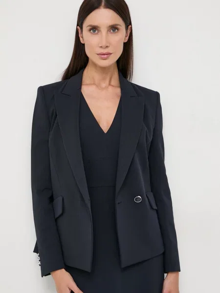 BOSS sacou marin cu doua randuri de neted albastru