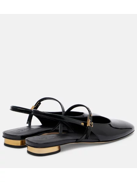 Balerini Tod's din piele de lac slingback negru