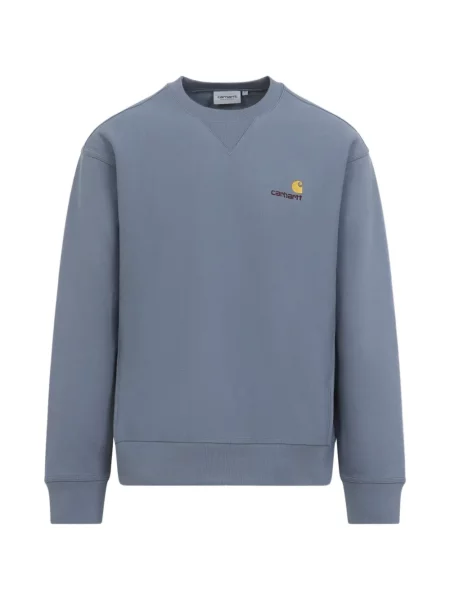 Pulover Carhartt Wip cu broderie cu decolteu rotund albastru