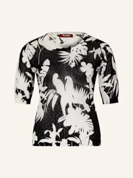 Max Mara Studio Dzianinowa Koszulka Comodo schwarz biała
