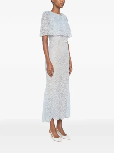 Rochie midi Self-portrait din dantelă albastru