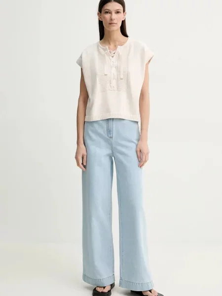 Sessun jeansy high waist niebieskie