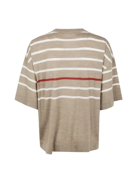 Sweter Brunello Cucinelli z krótkim rękawem brązowy