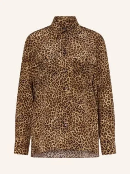 Weekend Max Mara Hedvábná Košile Lemma velbloudí / tmavě hnědá černá
