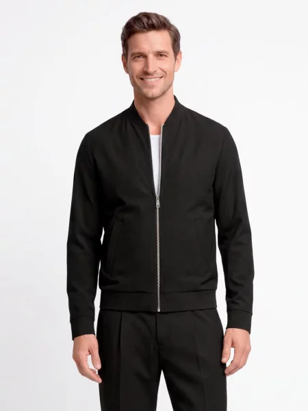 Finshley & Harding London bluza modułowa Dean Mężczyźni Slim Fit Sztuczne włókno jednolity 44 czarny