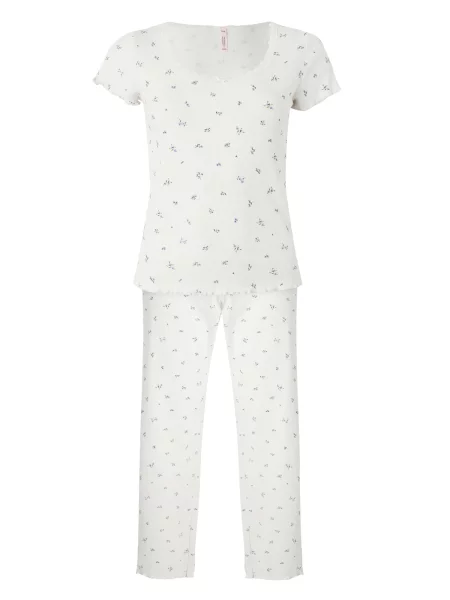 Hunkemöller Pijama Daisy deschis / albastru / verde bej