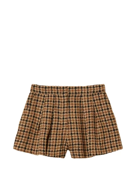 Bouclé pantaloni scurți Twinset în carouri maro