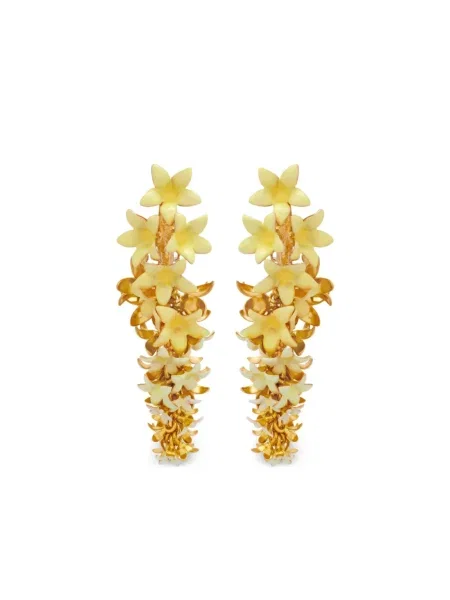 Cercei Oscar De La Renta cu model floral galben