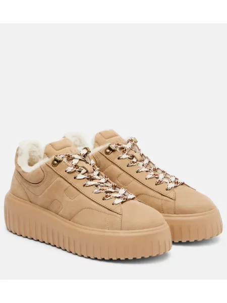 Sneakerși Hogan din piele de căprioară cu dungi maro