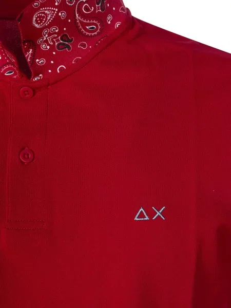 Tricou polo Sun68 cu broderie roșu