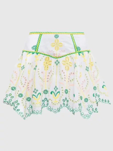 Спідниця Pauline з льоном з вишивкою бродері Charo Ruiz біла