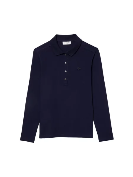 Top Lacoste ze stretchu elegancki niebieski