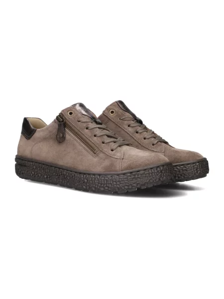 Sneakersy Hartjes zamszowe na wysokim obcasie brązowe