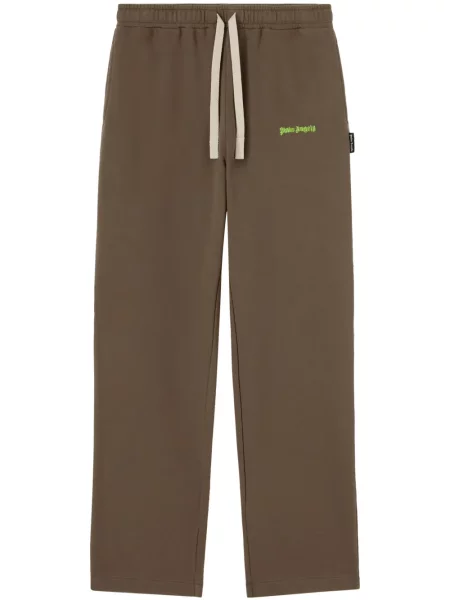 Pantaloni Palm Angels cu broderie alergare maro
